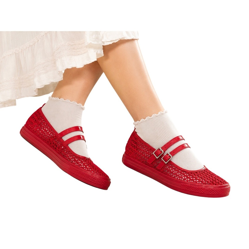Converse Chuck Taylor All Star Dainty Mary Jane Knit Women 9 Red Shoes A16568C
